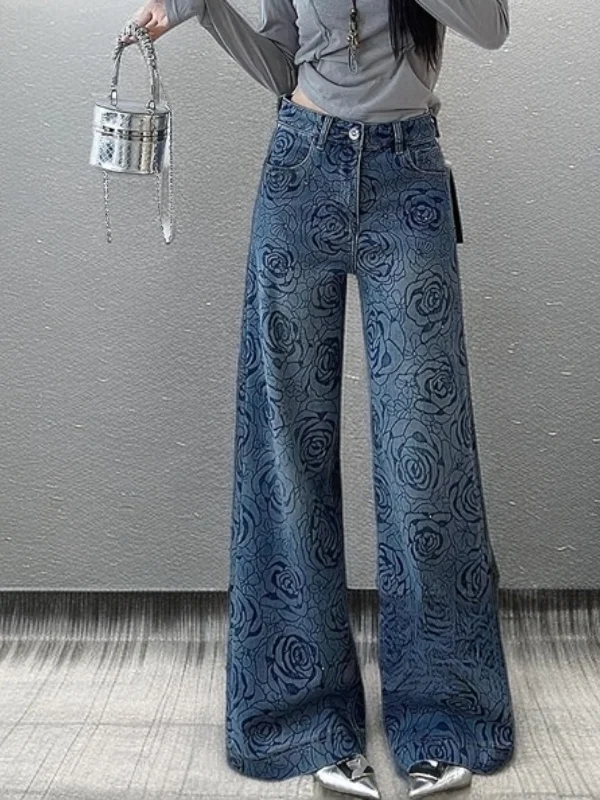 Faionable Floral Embroidered Rhinestone Denim Pants High Waist Loose Straight Leg Trousers for Women Spring Casual Wide Leg
Faionable Floral Embroidered Rhinestone Denim Pants High Waist Loose Straight Leg Trousers for Women Spring Casual Wide Leg