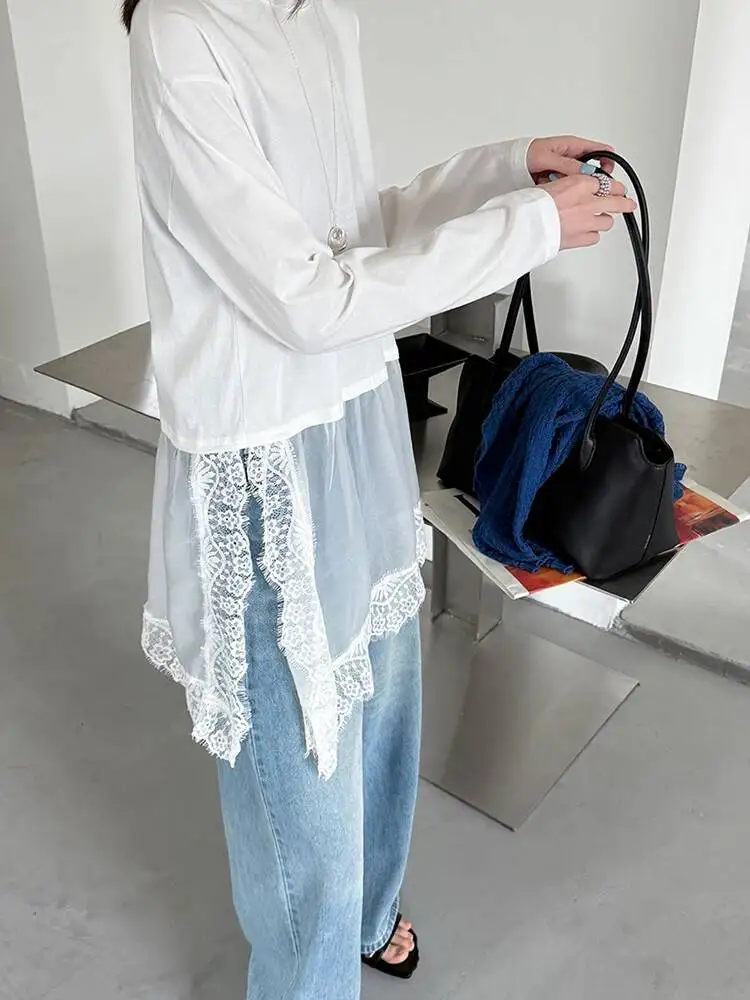 Lace Women White Irregular Hem Big Size Casual T-shirt New Round Neck Long Sleeve Fashion Spring Autumn 2026 KIPZ
Lace Women White Irregular Hem Big Size Casual T-shirt New Round Neck Long Sleeve Fashion Spring Autumn 2026 KIPZ