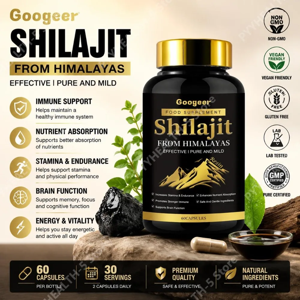 Googeer Shilajit Capsules with Vitamin C for Immune Support and Nutrient Absorption, Easy To Take Daily 60 Capsules
Googeer Shilajit Capsules with Vitamin C for Immune Support and Nutrient Absorption, Easy To Take Daily 60 Capsules