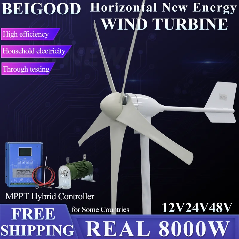 New Arrival Free Energy 8KW 12v24v48vWind Turbine Generator Windmill With MPPT Controller Homeuse Low Wind Speed Star
New Arrival Free Energy 8KW 12v24v48vWind Turbine Generator Windmill With MPPT Controller Homeuse Low Wind Speed Star