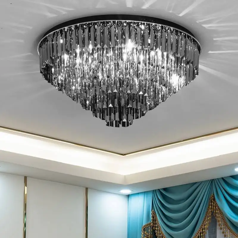 Smoky Gray Crystal Ceiling Lamp Bedroom Round Modern Multilayer Decorate Crystal Led Middle Ceiling Light
Smoky Gray Crystal Ceiling Lamp Bedroom Round Modern Multilayer Decorate Crystal Led Middle Ceiling Light