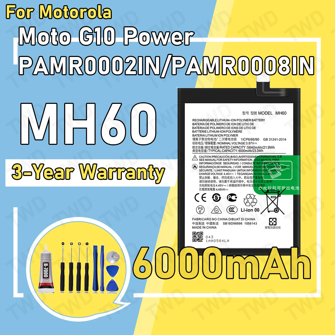 MH60 Large capacity Battery For Motorola Moto G10 Power/PAMR0002IN/PAMR0008IN batteries New High Quanlity+Free Tools
MH60 Large capacity Battery For Motorola Moto G10 Power/PAMR0002IN/PAMR0008IN batteries New High Quanlity+Free Tools