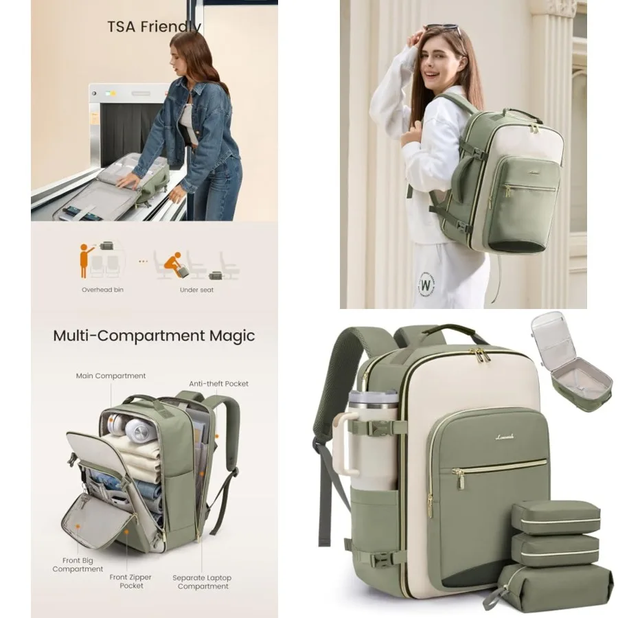 Travel Backpack for Women and Men, Airline Approved Carry On Luggage with 3 Packing Cubes, TSA Overnight Bags, Waterproof Perso
Travel Backpack for Women and Men, Airline Approved Carry On Luggage with 3 Packing Cubes, TSA Overnight Bags, Waterproof Perso