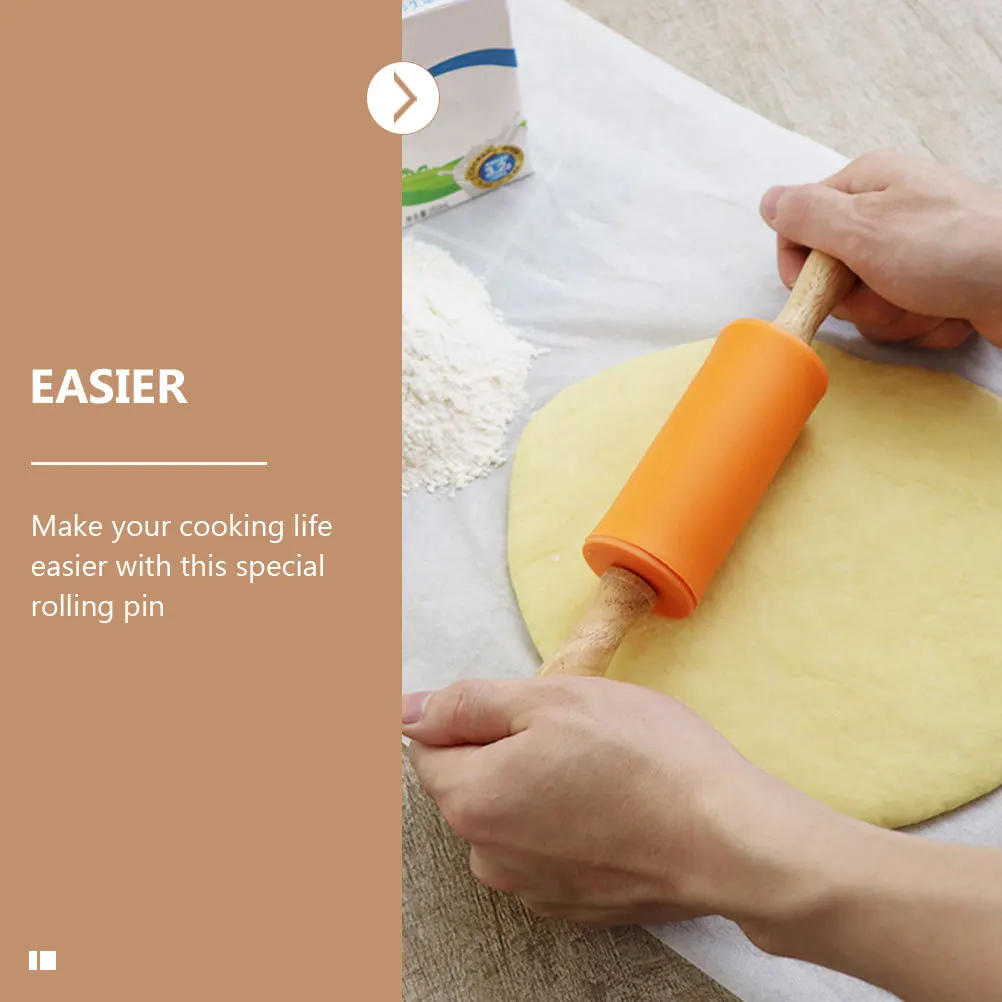 2Pcs Silicone Rolling Pin Non-Stick Dough Roller Wooden Handle Kitchen Baking Tool Pizza Pasta Cookie Dumpling Roller
2Pcs Silicone Rolling Pin Non-Stick Dough Roller Wooden Handle Kitchen Baking Tool Pizza Pasta Cookie Dumpling Roller