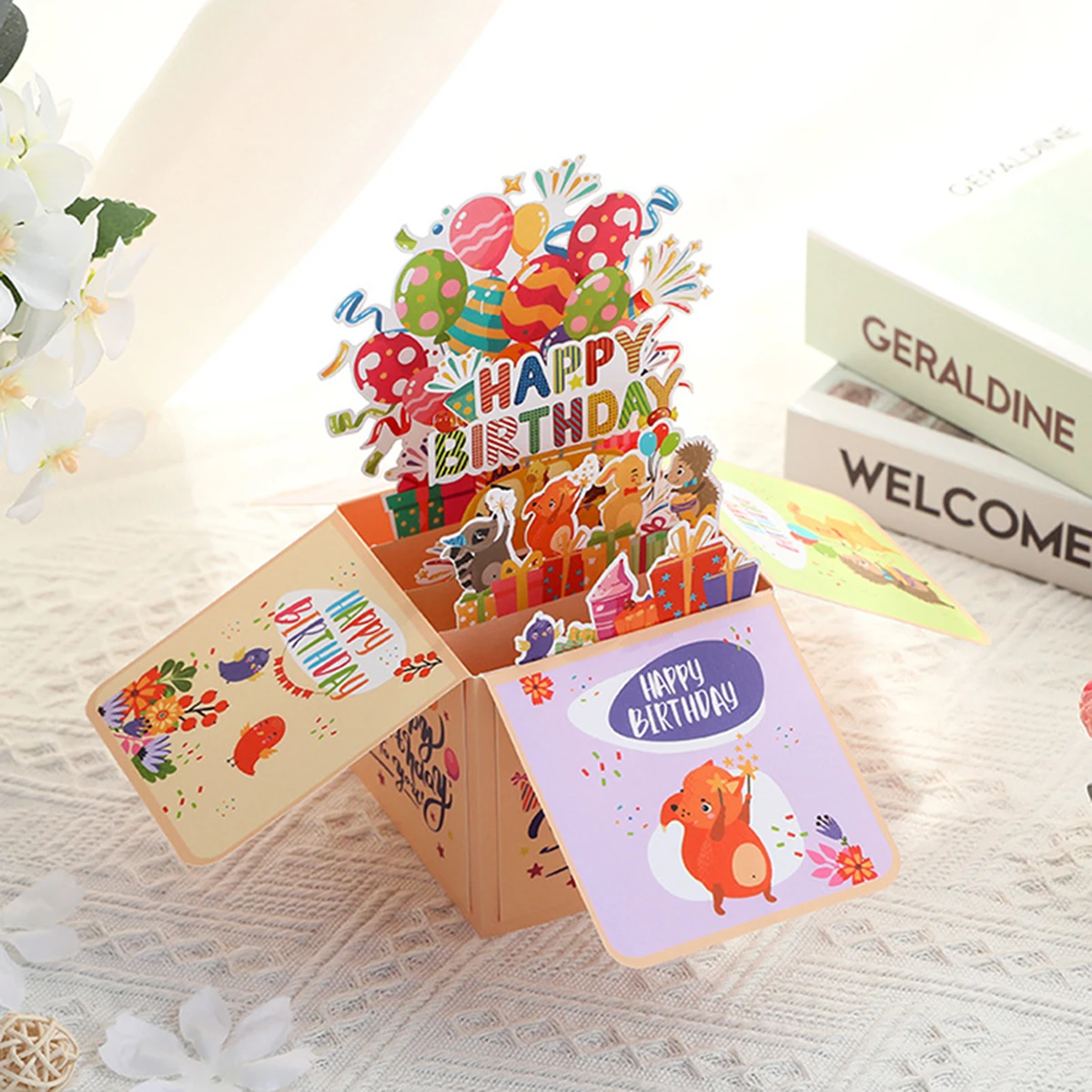 Креативная открытка с животным узором, всплывающий 3D-дизайн, выразирующая благословения на день рождения, подарочная коробка с рисунком бумаги ручной работы
Креативная открытка с животным узором, всплывающий 3D-дизайн, выразирующая благословения на день рождения, подарочная коробка с рисунком бумаги ручной работы