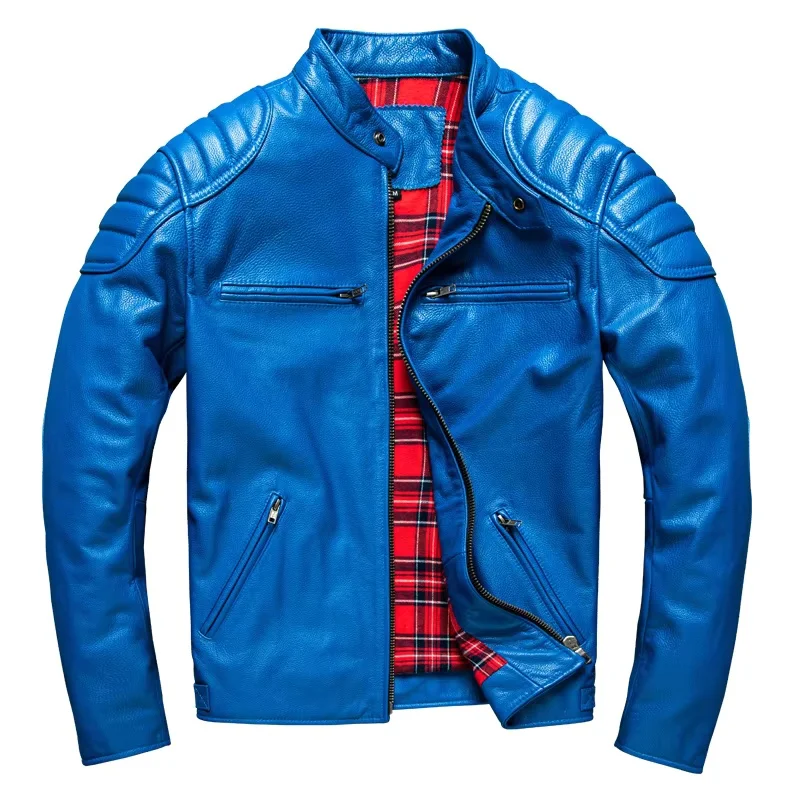 Blue Spring Leather Jacket Men Sports Style Plus Size 5XL Genuine Natural Cowhide Slim Fit Stand Collar Leather Coat
Blue Spring Leather Jacket Men Sports Style Plus Size 5XL Genuine Natural Cowhide Slim Fit Stand Collar Leather Coat