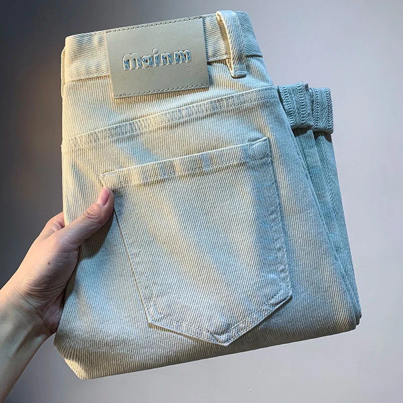 Summer thin jeans men's beige casual small straight leg simple and versatile high-end denim men's pants
Summer thin jeans men's beige casual small straight leg simple and versatile high-end denim men's pants