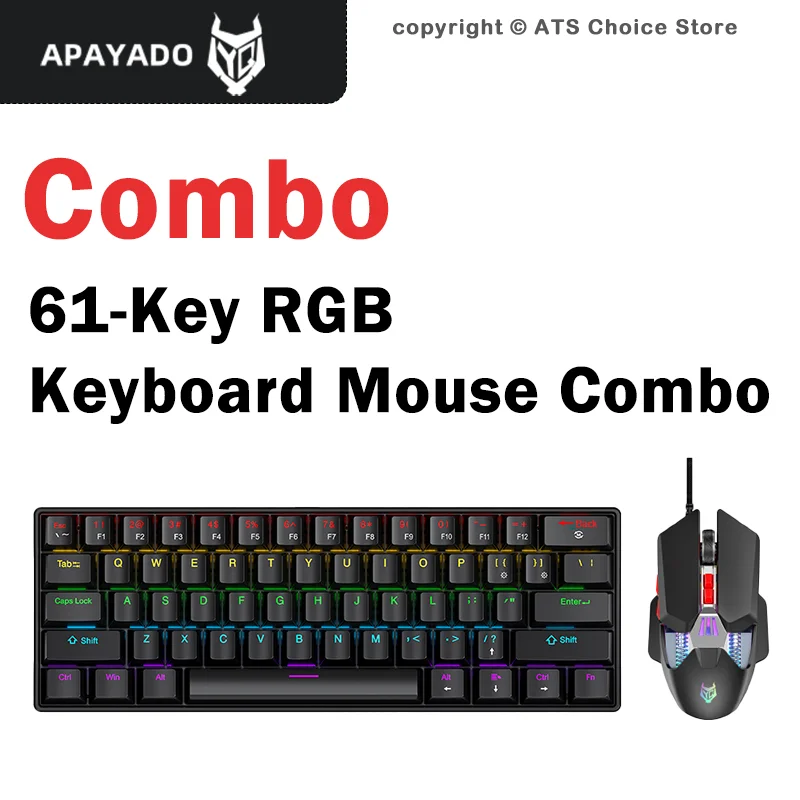 60% Mechanical Keyboard and Mouse Combo, 61-Key Wired RGB Red Switch Keyboard 7200 DPI Gaming Keyboard Mouse Set
60% Mechanical Keyboard and Mouse Combo, 61-Key Wired RGB Red Switch Keyboard 7200 DPI Gaming Keyboard Mouse Set
