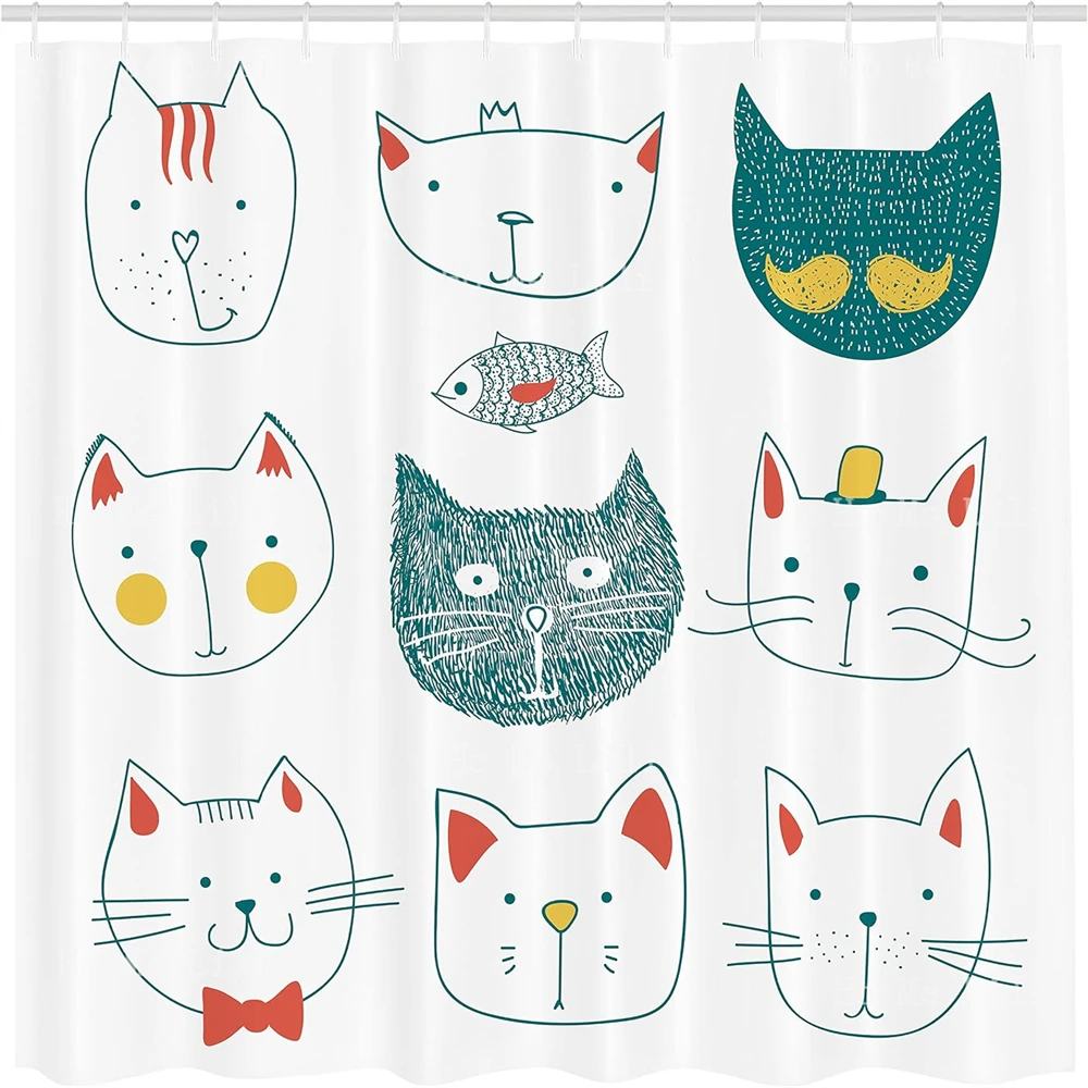 Cat Pets Moustache Bow Tie Hat Crown Fluffy And Fish Humor Faces Graphic Fabric Shower Curtain Bathroom Decor
Cat Pets Moustache Bow Tie Hat Crown Fluffy And Fish Humor Faces Graphic Fabric Shower Curtain Bathroom Decor