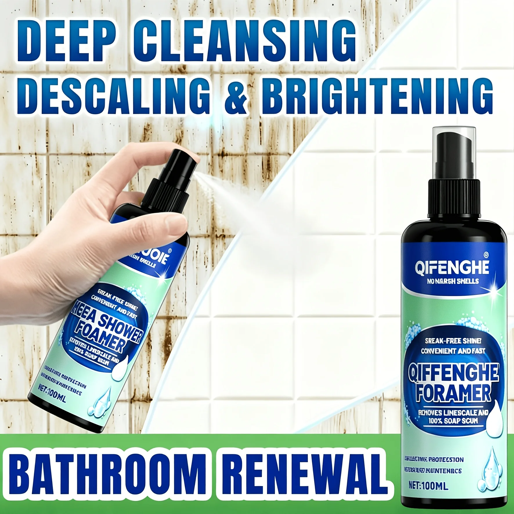 Deep Cleaning Multi-Purpose Bathroom Spray Stain Remover - Formula Effective on Soap Scum Hard Water Stains & Grout Dirt
Deep Cleaning Multi-Purpose Bathroom Spray Stain Remover - Formula Effective on Soap Scum Hard Water Stains & Grout Dirt