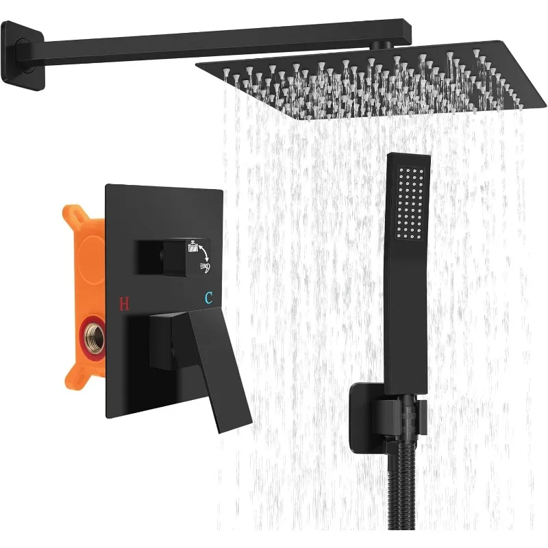 With Shower Valve Shower Head and Handle Trim Kits, Rain Shower System(Matte black,10 I
With Shower Valve Shower Head and Handle Trim Kits, Rain Shower System(Matte black,10 I