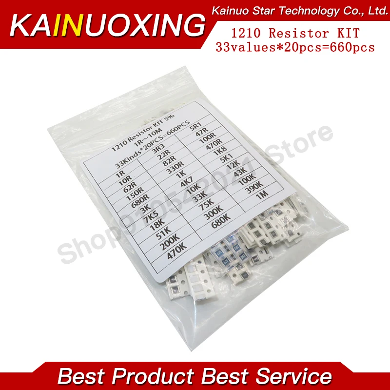 Комплект резисторов 1210 SMD, набор в ассортименте, 1 Ом-1М ом, 5%, 33 значения, 20 шт. = 660 шт., Набор для творчества
Комплект резисторов 1210 SMD, набор в ассортименте, 1 Ом-1М ом, 5%, 33 значения, 20 шт. = 660 шт., Набор для творчества
