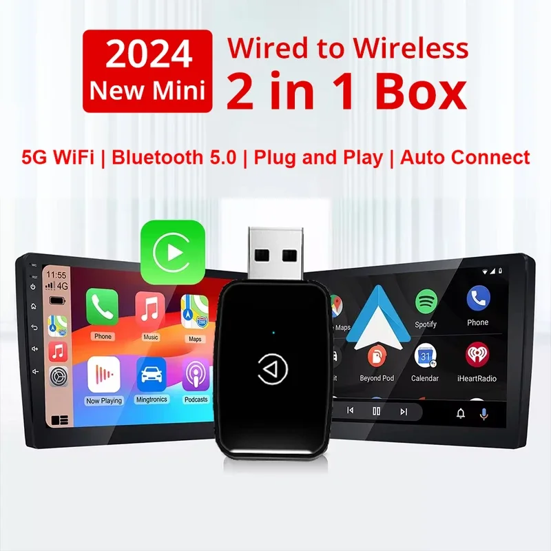 2025 New 2 in 1 Ai Wired to Wireless CarPlay & Android Auto Adapter 5Ghz WiFi Type-C/USB Plug & Play Non-inductive Connection
2025 New 2 in 1 Ai Wired to Wireless CarPlay & Android Auto Adapter 5Ghz WiFi Type-C/USB Plug & Play Non-inductive Connection