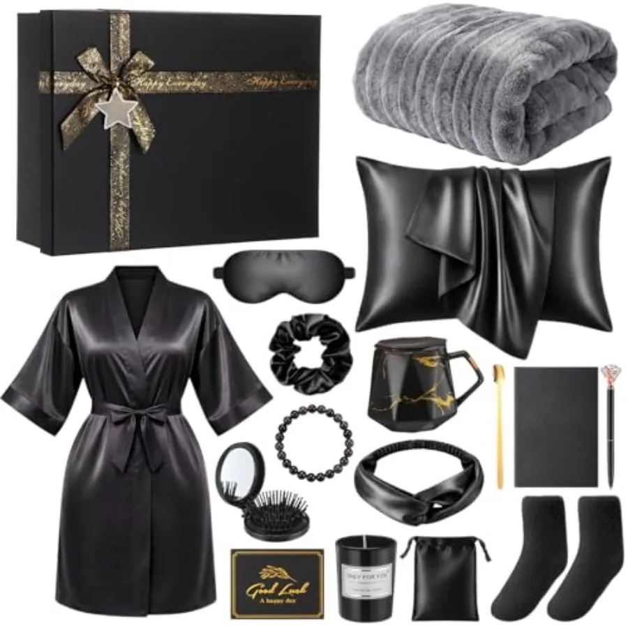 16 Pcs Birthday Gifts for Women Robe Gift Set Robe Blanket Scented Candle Mug Notebook Pen Pillowcase Socks Self Care Accessori
16 Pcs Birthday Gifts for Women Robe Gift Set Robe Blanket Scented Candle Mug Notebook Pen Pillowcase Socks Self Care Accessori