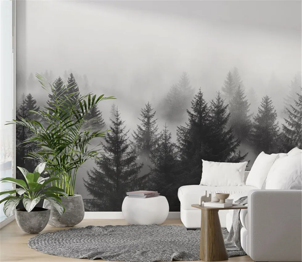 Xuesu Customized wallpaper: black and white Misty Forest Serene and natural wallpaper 
Xuesu Customized wallpaper: black and white Misty Forest Serene and natural wallpaper