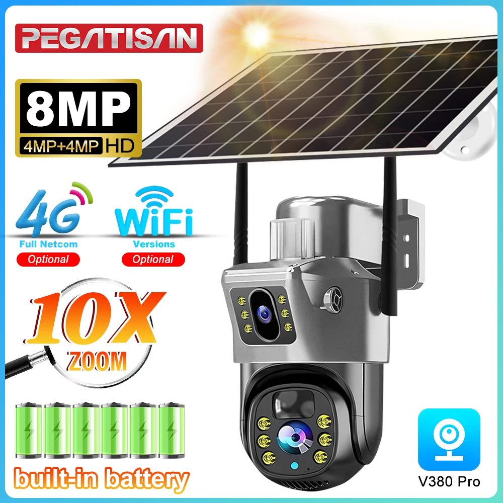 4K 8MP Dual Screen Solar WiFi Camera Outdoor Wireless 4G PTZ Dual Lens Security Protection Auto Tracking CCTV Cameras
4K 8MP Dual Screen Solar WiFi Camera Outdoor Wireless 4G PTZ Dual Lens Security Protection Auto Tracking CCTV Cameras