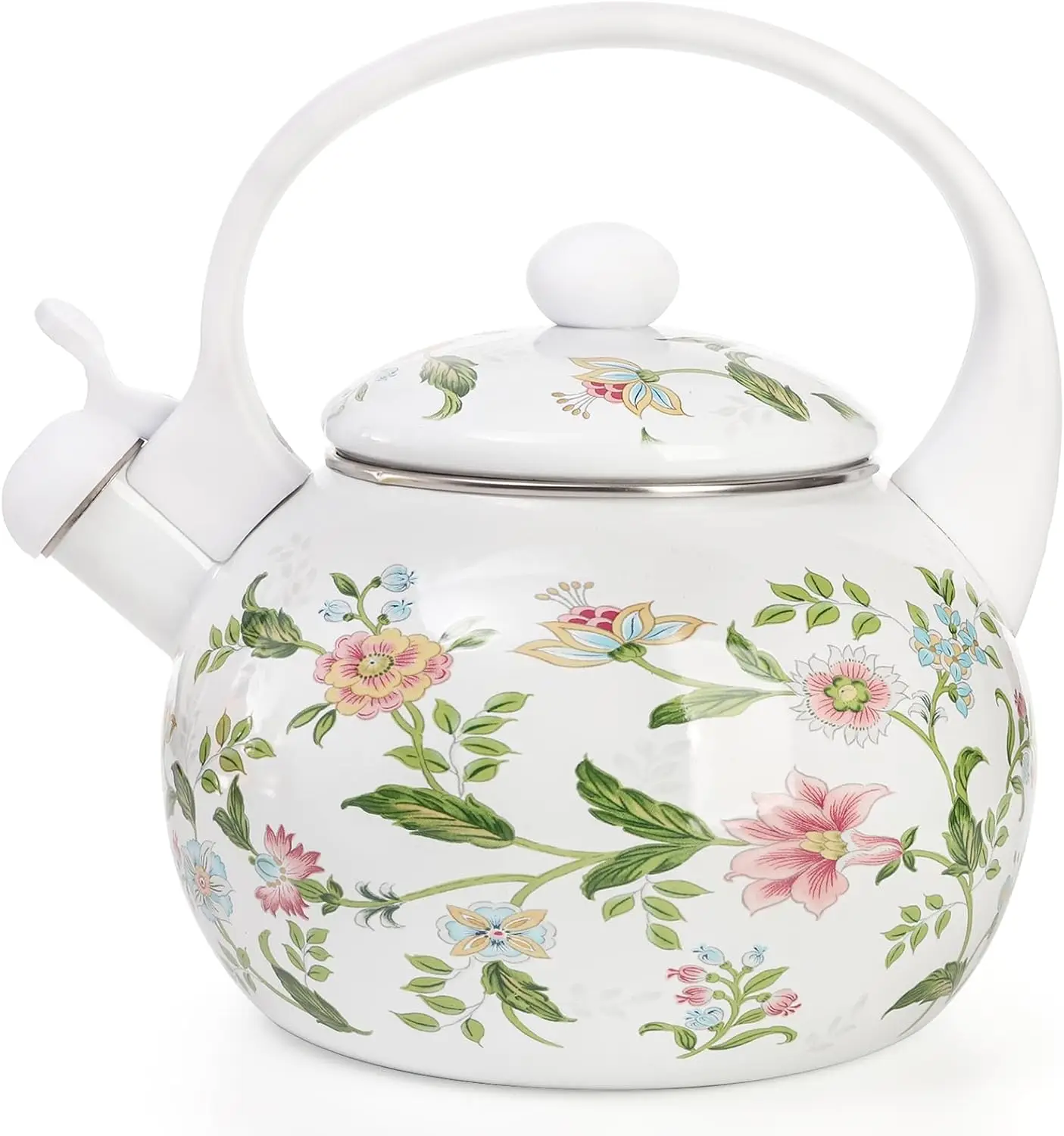 Vintage Floral Enamel Whistling Tea Kettle, 2.3 Quart Stove Top Kettle for Home Kitchen Camping, Gift for Holidays
Vintage Floral Enamel Whistling Tea Kettle, 2.3 Quart Stove Top Kettle for Home Kitchen Camping, Gift for Holidays