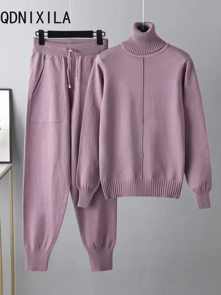 Fashion Sweater Women Suits Autumn Winter New Turtleneck Knitting Pullover 2 Piece Sets Womens Outfits Long Sleeve Top Pant Sets
Fashion Sweater Women Suits Autumn Winter New Turtleneck Knitting Pullover 2 Piece Sets Womens Outfits Long Sleeve Top Pant Sets