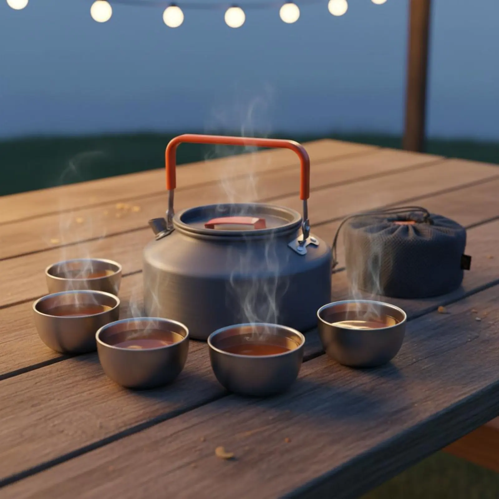 7 Pieces Portable Tea Set Food Grade Camping Kettle Set Lightweight Tea Pot with Cups Easy to Clean Outdoor Water Kettle
7 Pieces Portable Tea Set Food Grade Camping Kettle Set Lightweight Tea Pot with Cups Easy to Clean Outdoor Water Kettle