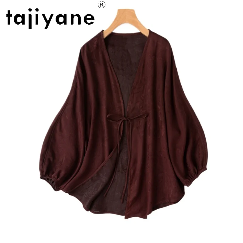 TAJIYANE 100% Real Mulberry Silk Blouse Loose Shirts Woman High Quality Lantern Sleeve Silk Cardigan Summer Clothes Blusas 
TAJIYANE 100% Real Mulberry Silk Blouse Loose Shirts Woman High Quality Lantern Sleeve Silk Cardigan Summer Clothes Blusas