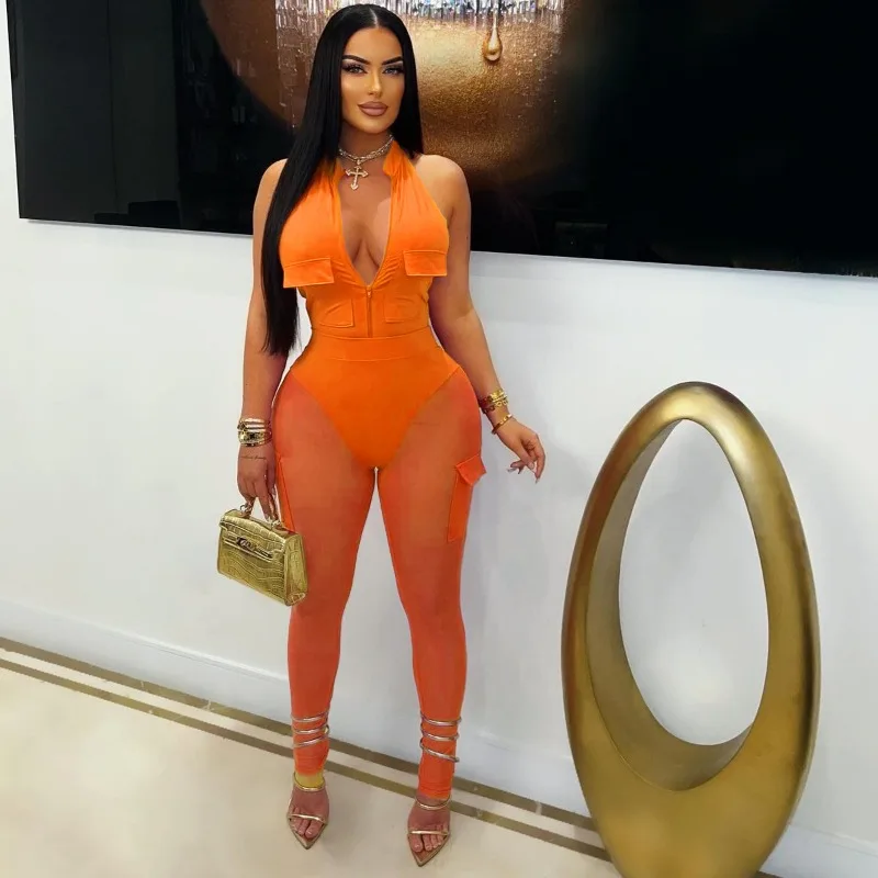 Sexy Mesh See Through Birthday Outfits Woman 2 Piece Sets Night Club Party Halter Backless Bodysuit Top and Legging Set Pockets
Sexy Mesh See Through Birthday Outfits Woman 2 Piece Sets Night Club Party Halter Backless Bodysuit Top and Legging Set Pockets