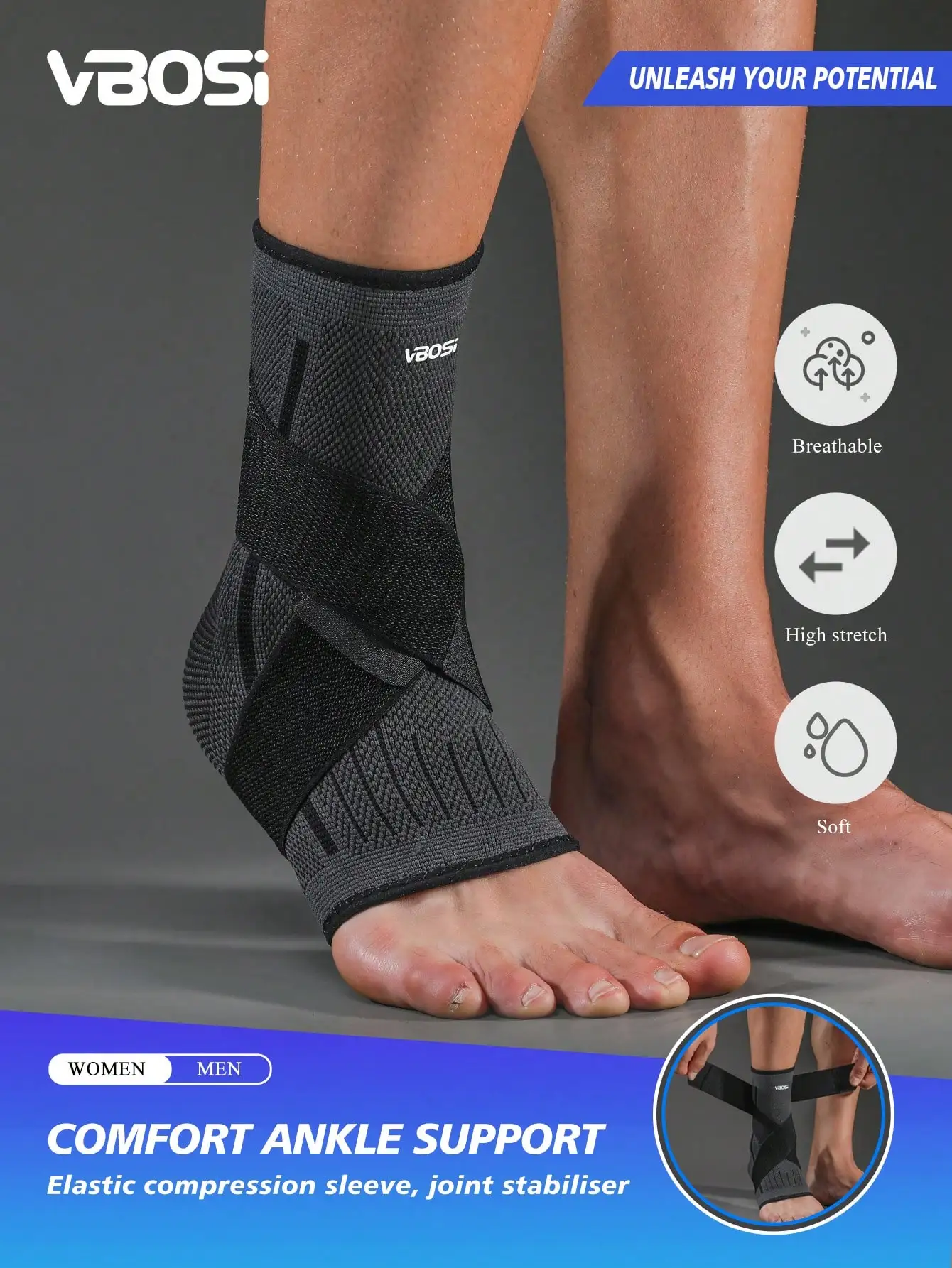 VBOSI 1 Piece Women Men Elastic Breathable Unisex Ankle Support Sleeves For Running Basketball Yoga Anklet Gym Accessories
VBOSI 1 Piece Women Men Elastic Breathable Unisex Ankle Support Sleeves For Running Basketball Yoga Anklet Gym Accessories