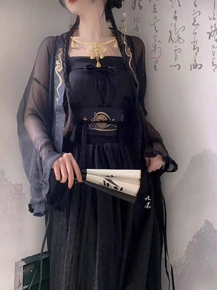 Oversized 8XL Hanfu Dress Women Chinese Song Dynasty Hanfu Suits Summer Black Cardigan Camisole Skirt Hanfu 3pcs Plus Size 5XL
Oversized 8XL Hanfu Dress Women Chinese Song Dynasty Hanfu Suits Summer Black Cardigan Camisole Skirt Hanfu 3pcs Plus Size 5XL