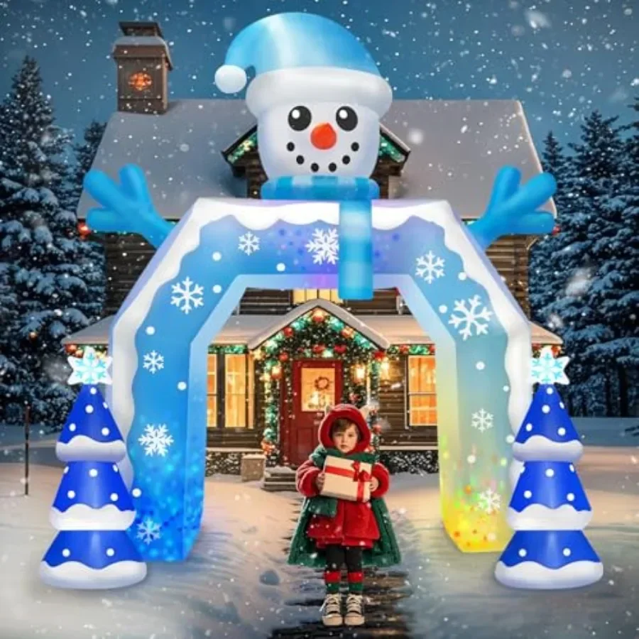 Outdoor Christmas inflatable arch for yard and garden, blue snowman design with built-in LED lights, PVC material, winter holid
Outdoor Christmas inflatable arch for yard and garden, blue snowman design with built-in LED lights, PVC material, winter holid