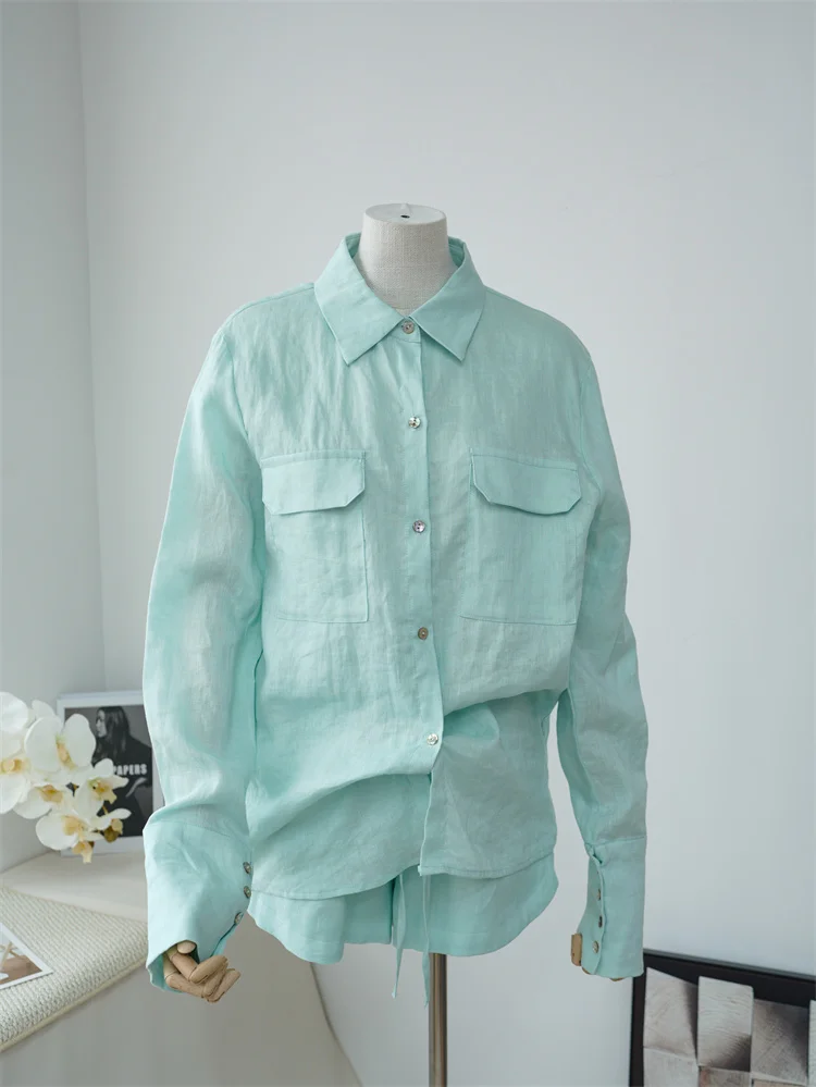 Light Green Linen Shirt Set Loose Feel Small Fragrance Style Fashionable Women's Clothing Long Sleeve Button up Two Piece Set
Light Green Linen Shirt Set Loose Feel Small Fragrance Style Fashionable Women's Clothing Long Sleeve Button up Two Piece Set
