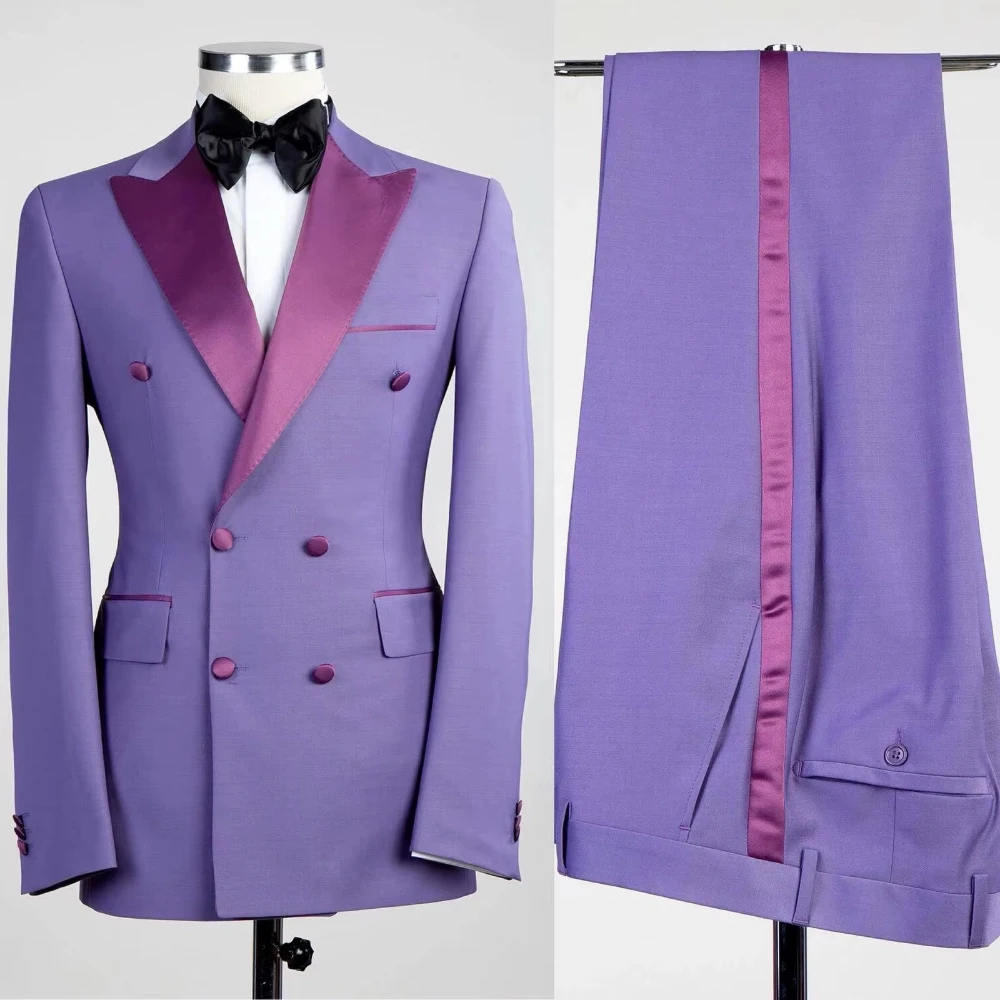 Elegant Light Purple Costume Homme Peak Lapel Men Suits Wedding Groom Set Slim Fit Blazer 2 Pcs Jacket Pants
Elegant Light Purple Costume Homme Peak Lapel Men Suits Wedding Groom Set Slim Fit Blazer 2 Pcs Jacket Pants