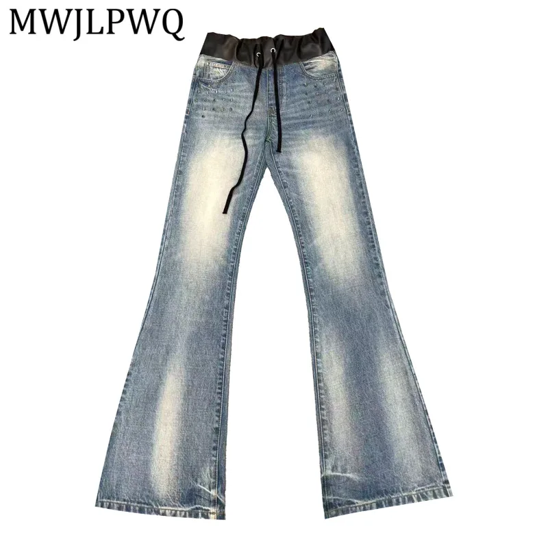 MWJLPWQ Men's Washed Flare Jeans Drawstring Waistband Studded Details Casual High Waist Loose Fit Trousers Streetwear Wear 15594
MWJLPWQ Men's Washed Flare Jeans Drawstring Waistband Studded Details Casual High Waist Loose Fit Trousers Streetwear Wear 15594