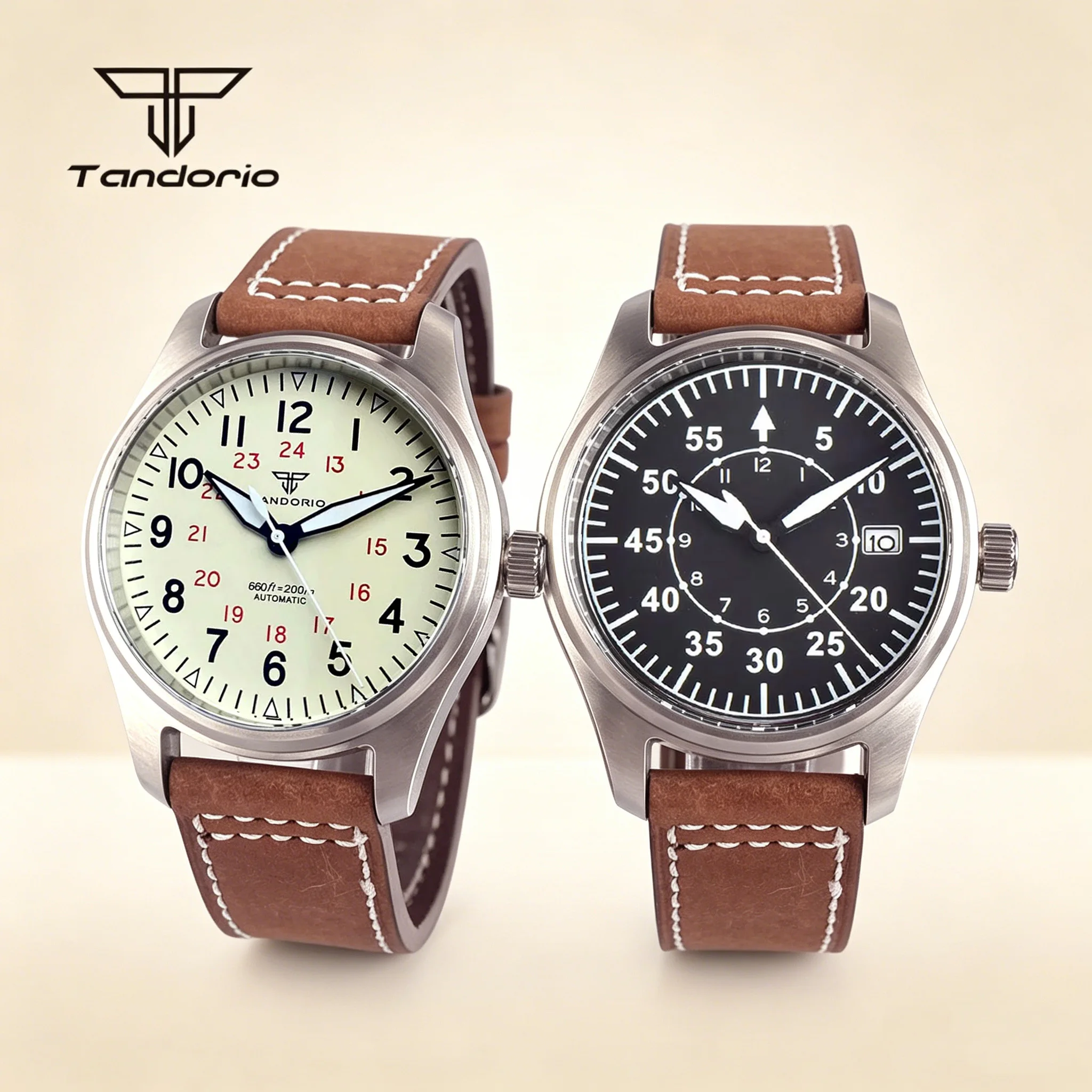 Tandorio 39mm Pilot Men's Diving Automatic Watch AR Sapphire Miyota8215/PT5000 Movt Mechanical Steel Wristwatch 20BAR Green Lume
Tandorio 39mm Pilot Men's Diving Automatic Watch AR Sapphire Miyota8215/PT5000 Movt Mechanical Steel Wristwatch 20BAR Green Lume