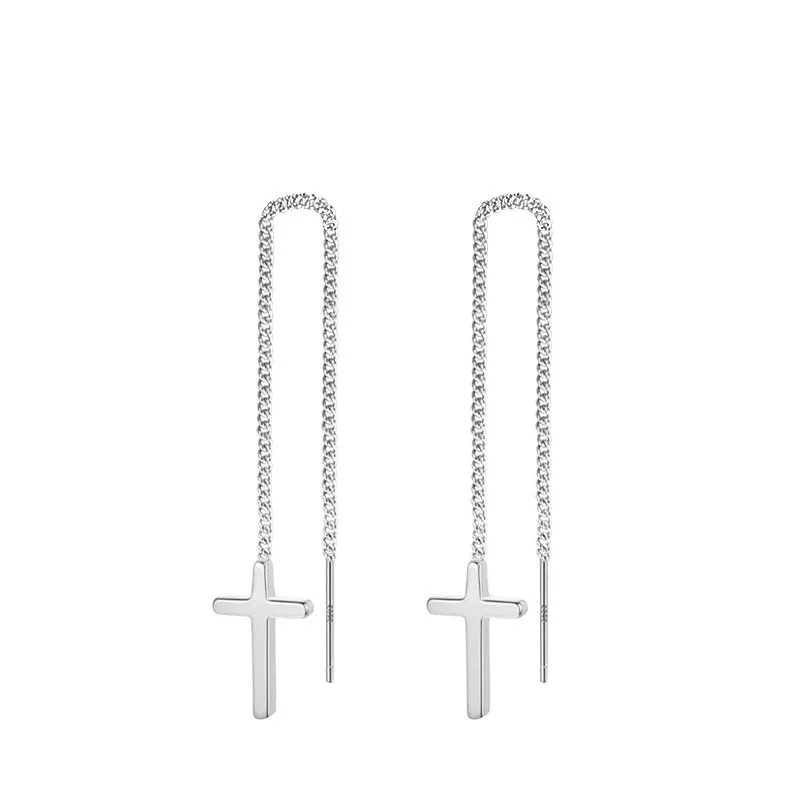 S925 Sterling Silver Female Cross Earring Elegant Long Dangle Earring for Women Girl Fashion Fine Jewelry Earring Gift
S925 Sterling Silver Female Cross Earring Elegant Long Dangle Earring for Women Girl Fashion Fine Jewelry Earring Gift