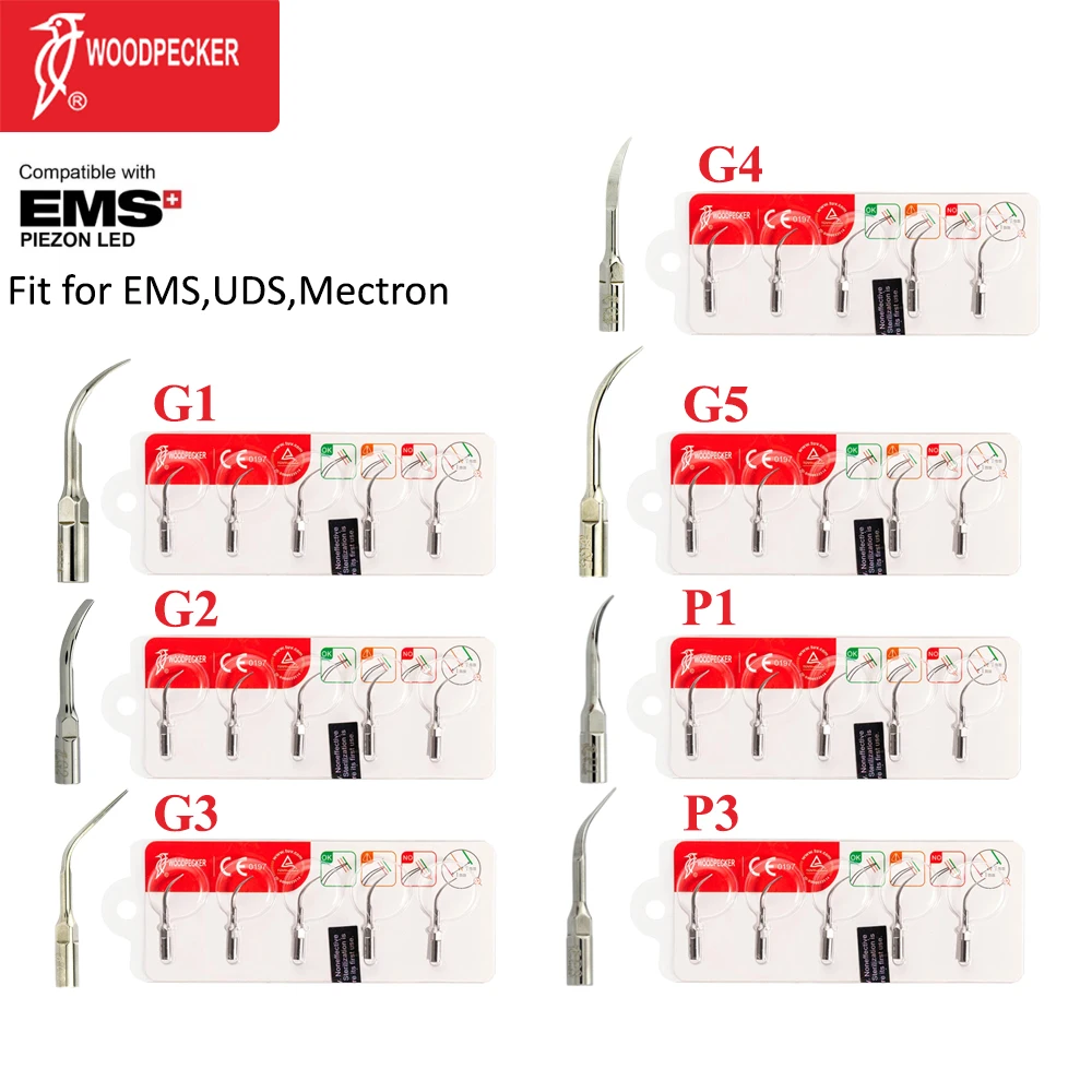 Woodpecker Dental Scaler Tips Ultrasonic Scaling Tip G1 G2 G3 G4 G5 P1 P3 Fit for EMS UDS Mectron 100% Original Woodpecker
Woodpecker Dental Scaler Tips Ultrasonic Scaling Tip G1 G2 G3 G4 G5 P1 P3 Fit for EMS UDS Mectron 100% Original Woodpecker