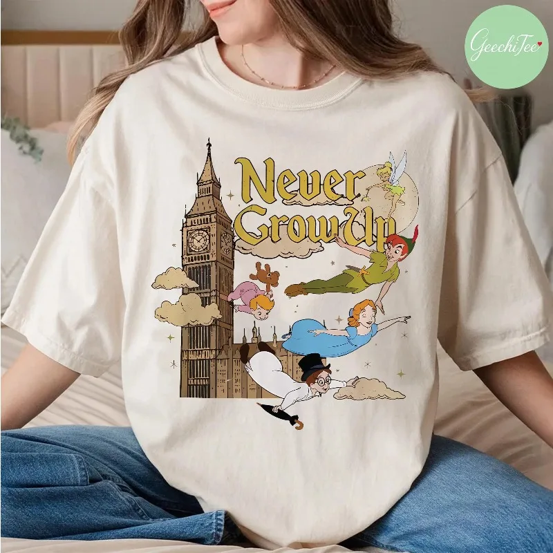 Питер Пэн, Тинкер Белл, Венди Джон Майкл, футболка Fly To Neverland, всесезонный повседневный унисекс, уличная одежда из чистого хлопка
Питер Пэн, Тинкер Белл, Венди Джон Майкл, футболка Fly To Neverland, всесезонный повседневный унисекс, уличная одежда из чистого хлопка