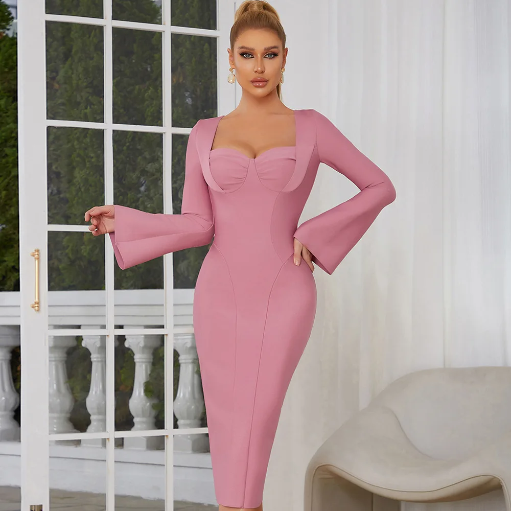 Simple sexy tube top long sleeve horn sleeve bandage long sleeve dress party sexy temperament elegant high-end clothing dance co
Simple sexy tube top long sleeve horn sleeve bandage long sleeve dress party sexy temperament elegant high-end clothing dance co