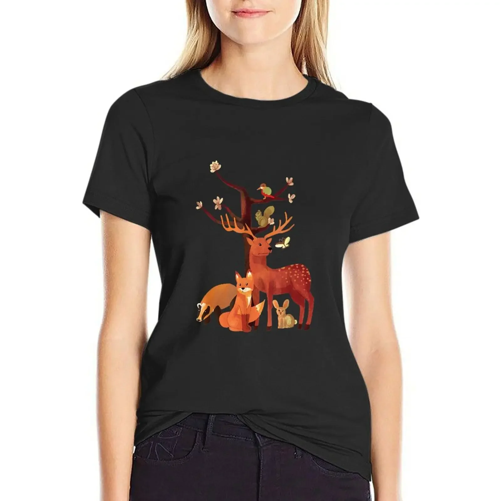 Woodland Animals Deer Fox Rabbit Squirrel Watercolor Vintage T-Shirt summer tops plus size tops Women t-shirts
Woodland Animals Deer Fox Rabbit Squirrel Watercolor Vintage T-Shirt summer tops plus size tops Women t-shirts