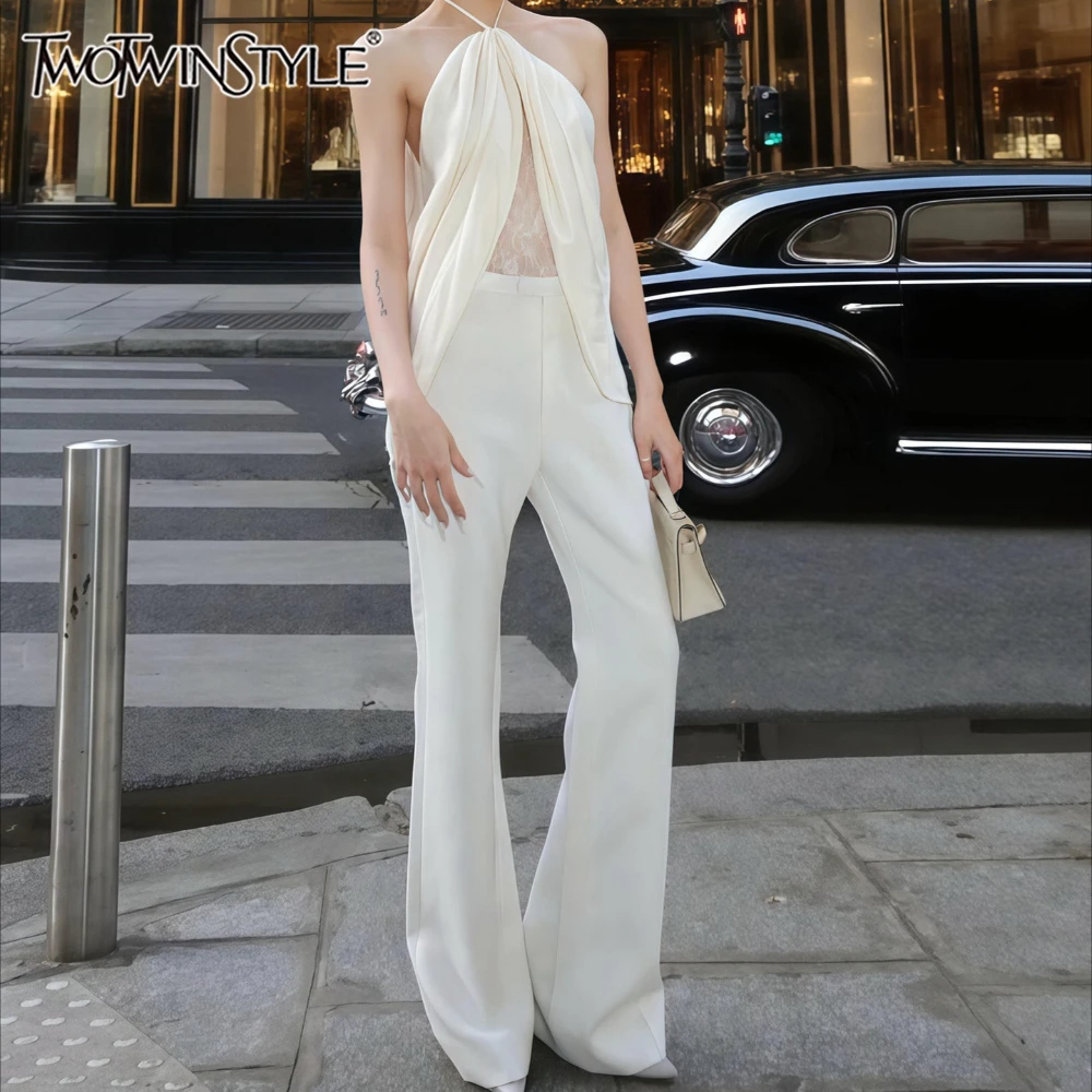 TWOTWINSTYLE белый кружевной комплект из двух предметов, женский жилет без рукавов с лямкой на шее, сексуальный роскошный женский комплект брюк, летняя мода, новинка
TWOTWINSTYLE белый кружевной комплект из двух предметов, женский жилет без рукавов с лямкой на шее, сексуальный роскошный женский комплект брюк, летняя мода, новинка