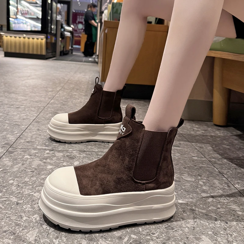 Женские ботильоны на толстой подошве, осень 202, замшевые кожаные массивные ботинки, зимняя обувь без шнуровки на высокой платформе, женская обувь Botas Mujer 6 см
Женские ботильоны на толстой подошве, осень 202, замшевые кожаные массивные ботинки, зимняя обувь без шнуровки на высокой платформе, женская обувь Botas Mujer 6 см