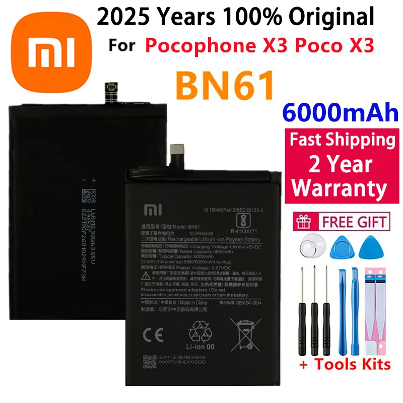 2025 лет, высокое качество BN61 6000 мАч для Xiaomi Pocophone X3 Poco X3, сменные аккумуляторы для мобильных телефонов, быстрая доставка
2025 лет, высокое качество BN61 6000 мАч для Xiaomi Pocophone X3 Poco X3, сменные аккумуляторы для мобильных телефонов, быстрая доставка