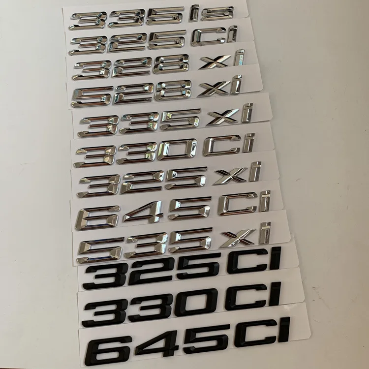 ABS Letter Number 325Ci 330Ci 645Ci 325xi 528xi 335ix Emblem for BMW E46 E90 E91 E92 Sports Car Roadster Coupe Car Trunk Sticker
ABS Letter Number 325Ci 330Ci 645Ci 325xi 528xi 335ix Emblem for BMW E46 E90 E91 E92 Sports Car Roadster Coupe Car Trunk Sticker