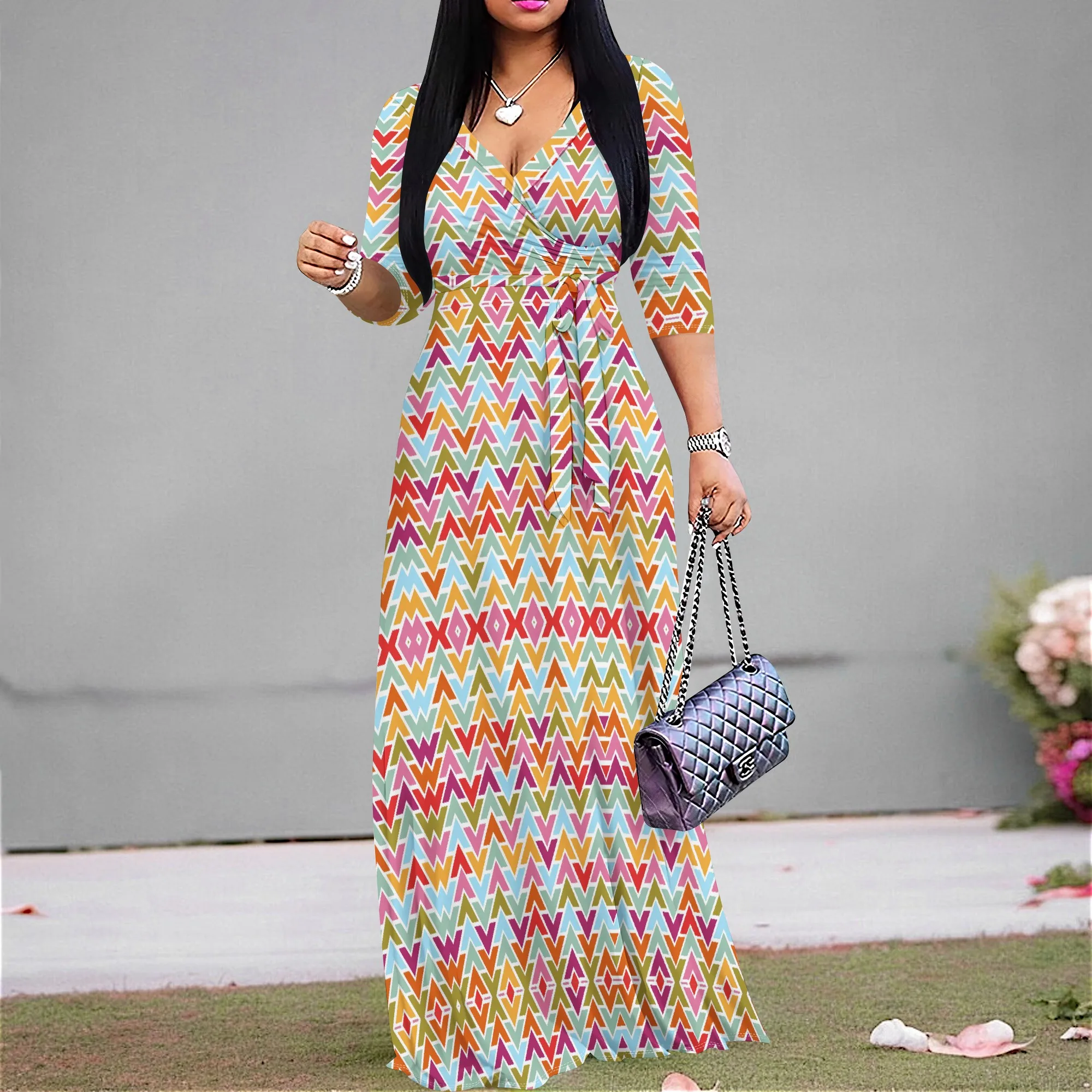 Colorful African Print Long Wrap Dress Tribal Zigzag Ethnic Boho Maxi Dress for Women S-3XL 2025 Summer Outfit
Colorful African Print Long Wrap Dress Tribal Zigzag Ethnic Boho Maxi Dress for Women S-3XL 2025 Summer Outfit