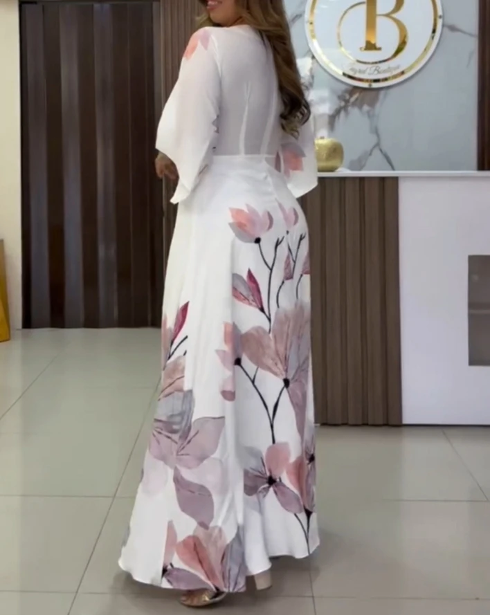 Womens Dresses New Floral Placement Print Deep V Neck Bell Sleeve Vacation Dress Casual Zipper Back Cinched Waist Maxi Dress
Womens Dresses New Floral Placement Print Deep V Neck Bell Sleeve Vacation Dress Casual Zipper Back Cinched Waist Maxi Dress