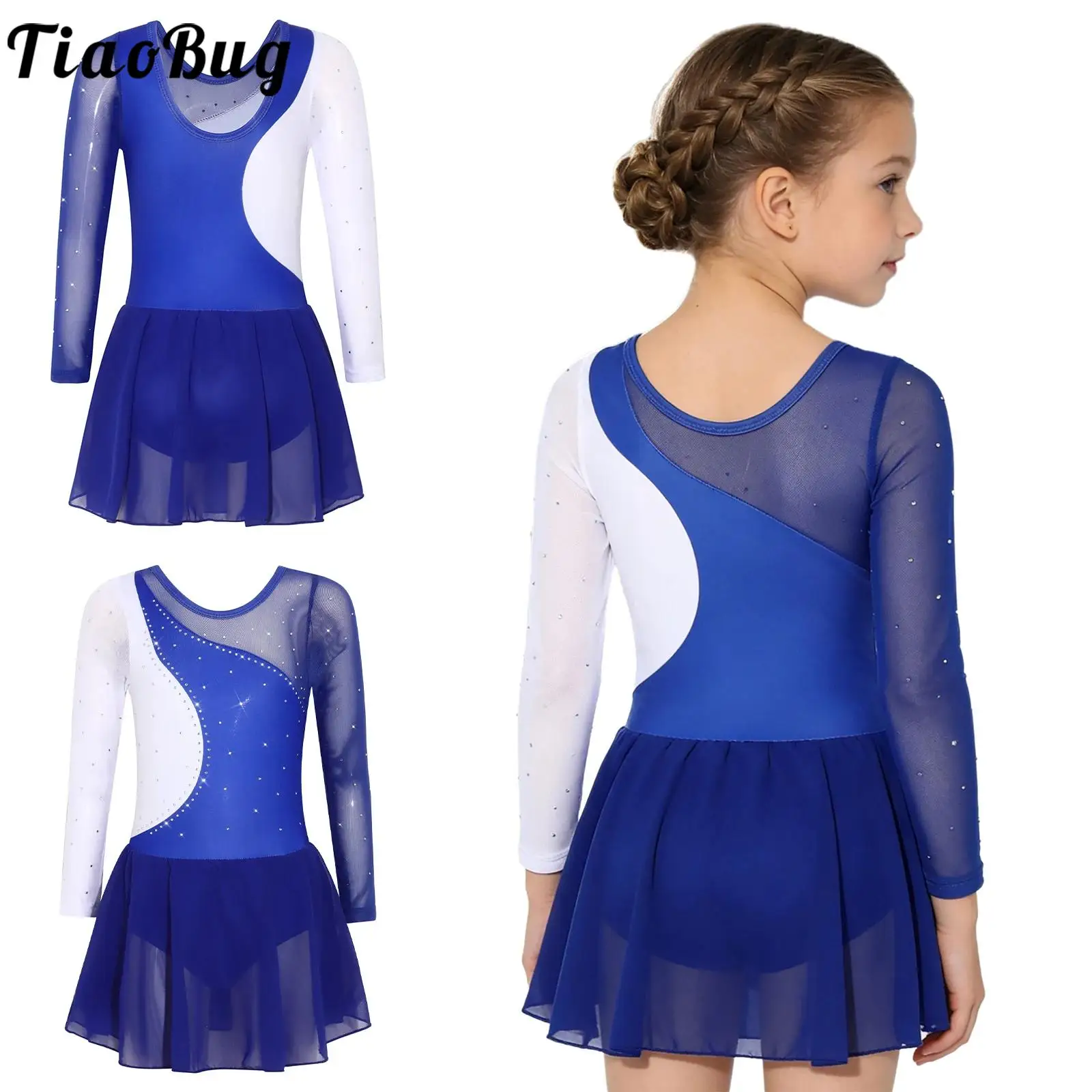 Kids Girls Rhinestones Figure Skating Dance Costume Lyrical Modern Dancewear Long Sleeve Sheer Mesh Patchwork Leotards Dress
Kids Girls Rhinestones Figure Skating Dance Costume Lyrical Modern Dancewear Long Sleeve Sheer Mesh Patchwork Leotards Dress