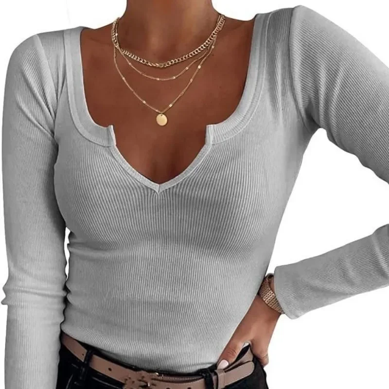 Winter Autumn Women Tshirts Pullover Top Ribbed Solid Notch Neck T-Shirt Long Sleeve Women Sexy Bodycon Knitted Top
Winter Autumn Women Tshirts Pullover Top Ribbed Solid Notch Neck T-Shirt Long Sleeve Women Sexy Bodycon Knitted Top