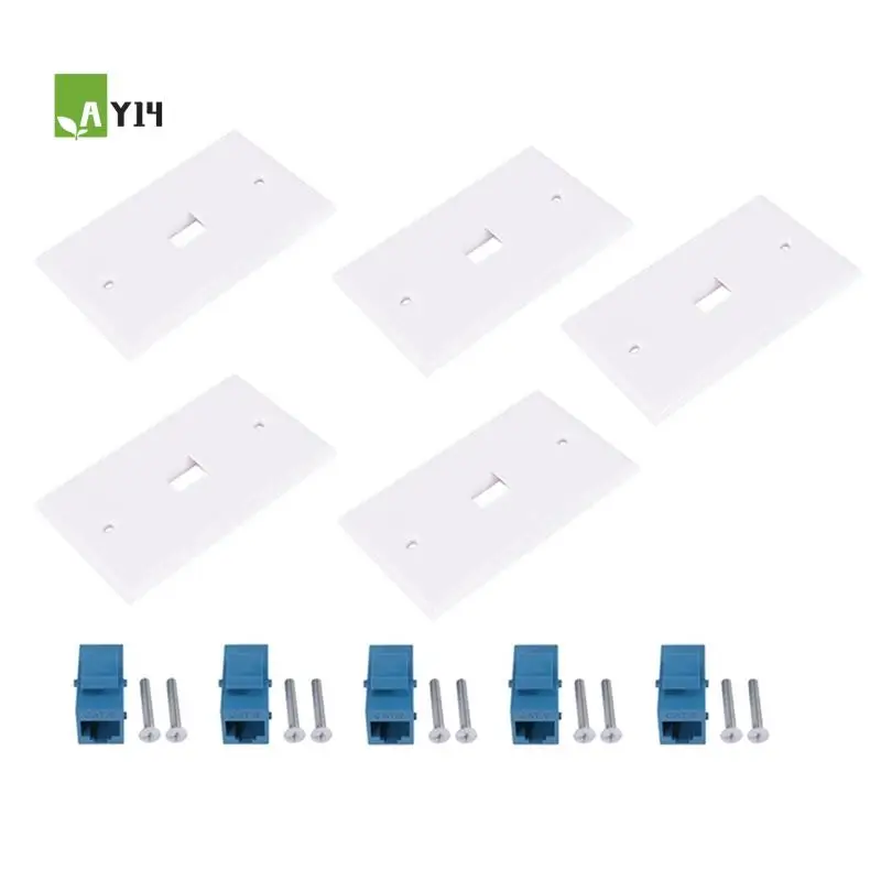 AY14 -5Pcs Cat6 Ethernet Wall Plate Outlet 1 Port RJ45 Network Female To Female Wall Coupler Jack Plate Easy Install 
AY14 -5Pcs Cat6 Ethernet Wall Plate Outlet 1 Port RJ45 Network Female To Female Wall Coupler Jack Plate Easy Install
