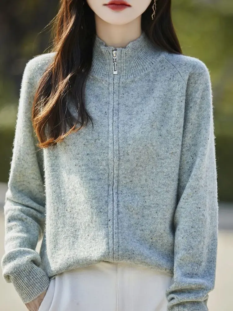 Women's Zipper Cardigan 2025 Spring Autumn New Loose Long Sleeve Outer Knitted Sweater Small Shirt Autumn Winter Slimming Coat
Women's Zipper Cardigan 2025 Spring Autumn New Loose Long Sleeve Outer Knitted Sweater Small Shirt Autumn Winter Slimming Coat