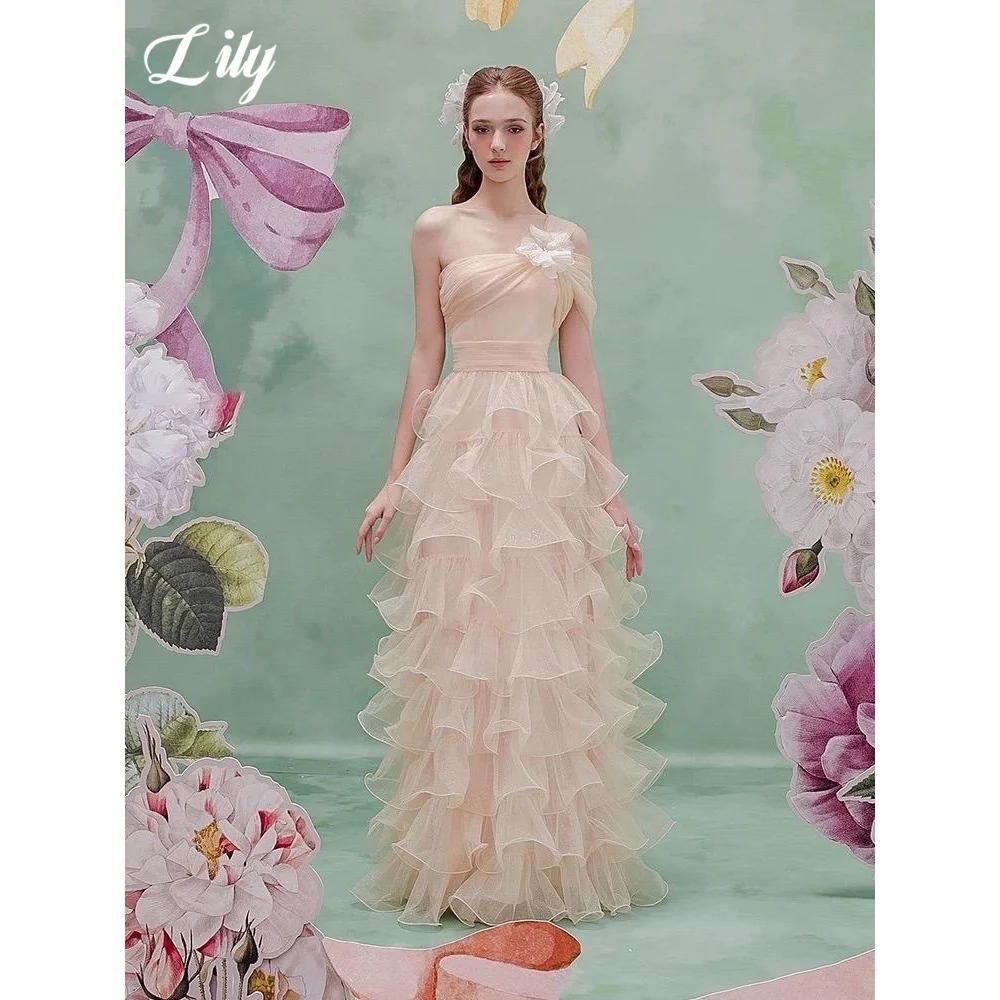 Lily Elegant Peach Prom Dress Tiered Ruffle Tulle Evening Dress with 3D Floral Appliqué A-Line Formal Occasion Gown Customized
Lily Elegant Peach Prom Dress Tiered Ruffle Tulle Evening Dress with 3D Floral Appliqué A-Line Formal Occasion Gown Customized