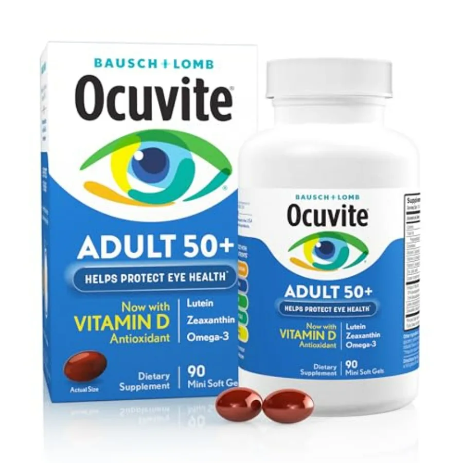 50+ Eye Vitamin and Mineral Supplement, Multivitamin for Vision and Ocular Health with Omega-3, Zinc, Vitamins C and E, Lutein
50+ Eye Vitamin and Mineral Supplement, Multivitamin for Vision and Ocular Health with Omega-3, Zinc, Vitamins C and E, Lutein