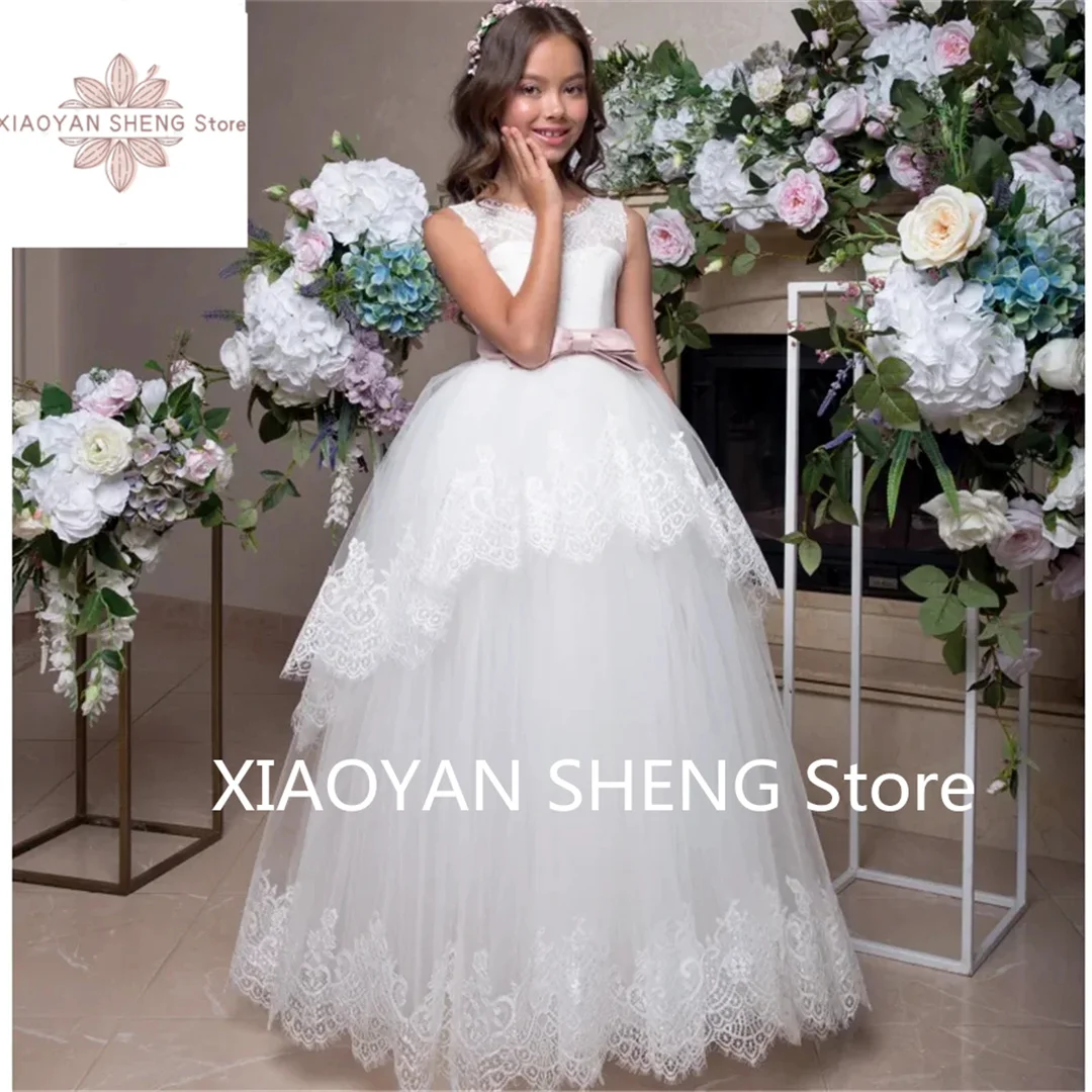 Flower Girl Dresses White Tulle Lace Appliques With Pink Bow Belt Sleeveless For Wedding Birthday Banquet Princess Gowns
Flower Girl Dresses White Tulle Lace Appliques With Pink Bow Belt Sleeveless For Wedding Birthday Banquet Princess Gowns